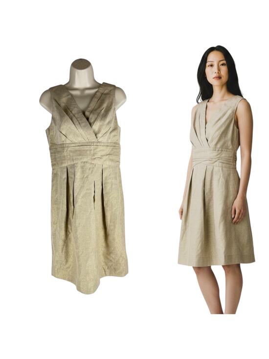 Shoshanna Dresses & Skirts - Shoshanna Gold Shimmer Sheath Dress Sleeveless Back Zip Size 8